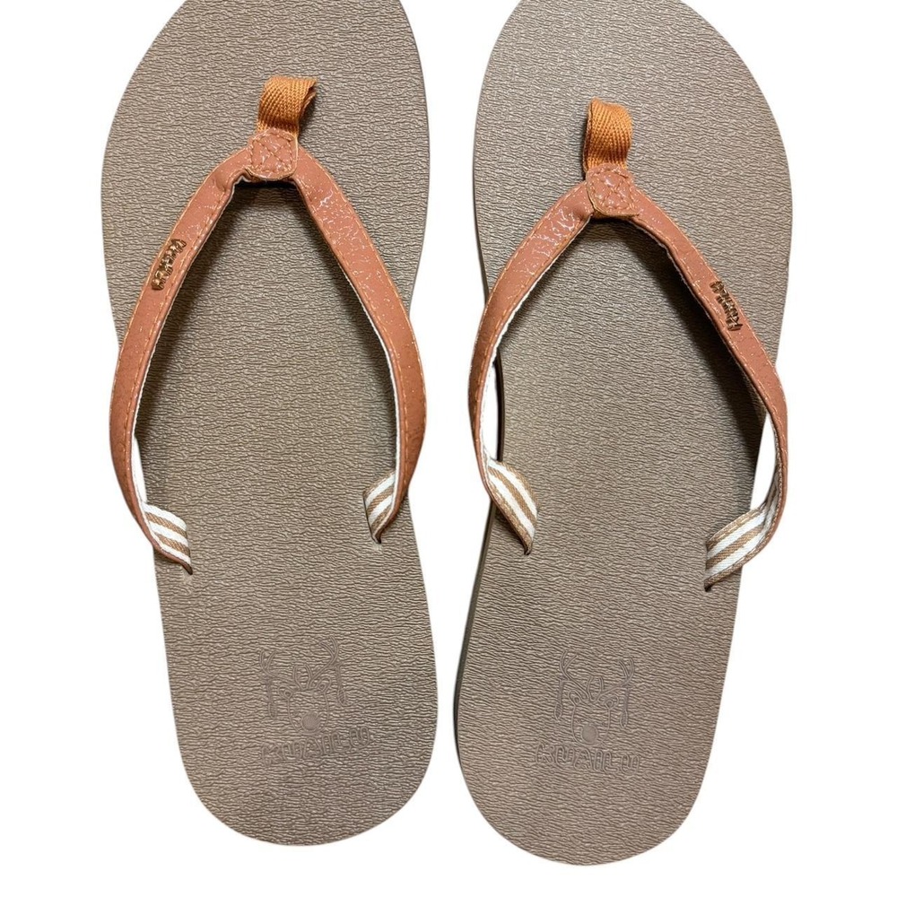 KuaiLu women's yoga foam flip flops featuring brown arch support sandals.